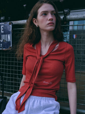 Tie half Top [BRICK RED]