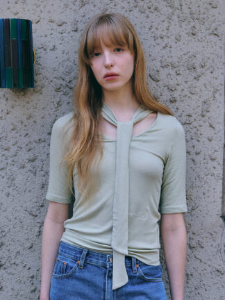 Tie half Top [OLIVE]