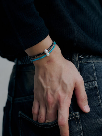 Mens Realstone Color Bead Bracelet - 이미지 4