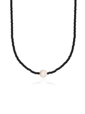 Black Realstone Color Bead Necklace