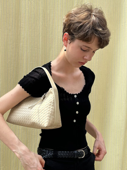 Jane Weaving Tote Bag [Beige Silver] - 이미지 2