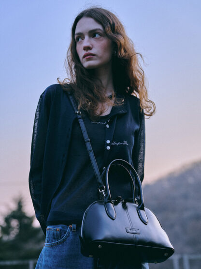 Ellen City Tote Bag [Glossy BLACK] - 이미지 2