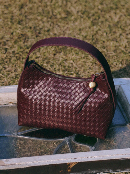Jane Weaving Tote Bag [DEEP BURGUNDY] - 이미지 2