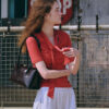 Tie half Top [BRICK RED] - 이미지 2
