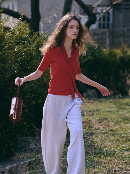 Tie half Top [BRICK RED] - 이미지 3