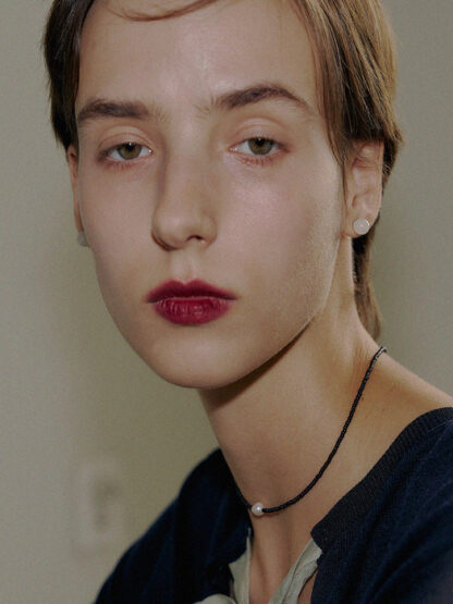 Black Realstone Color Bead Necklace - 이미지 3