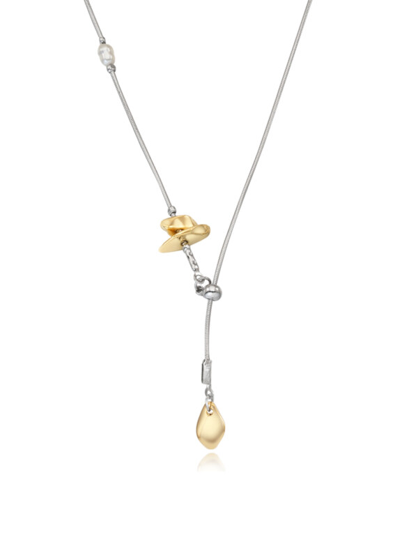 Tiny gold stone necklace