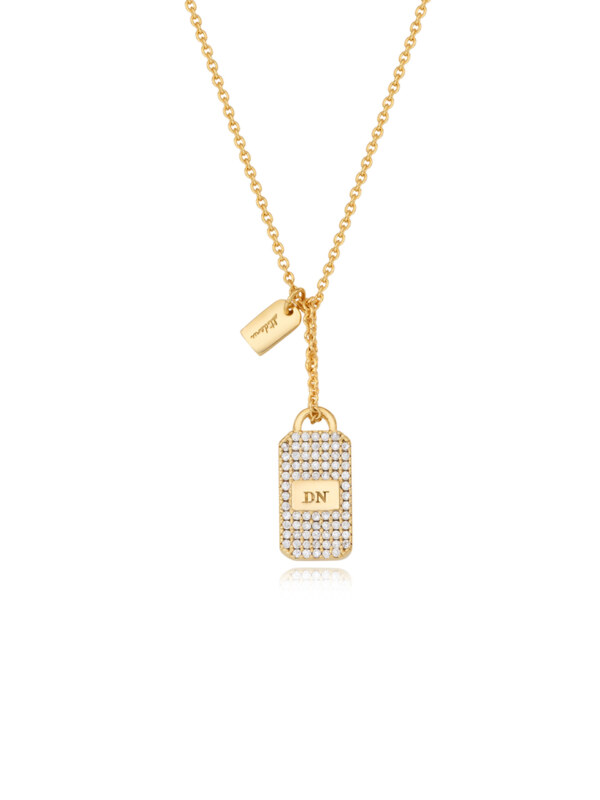 Delicate Crystal Nameplate Necklace [Pave]