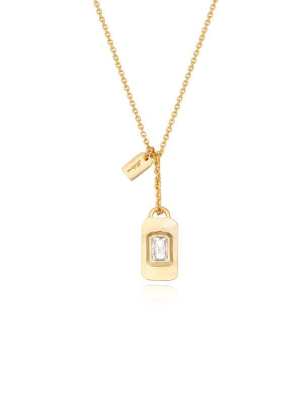 Delicate Crystal Nameplate Necklace [Octagon]